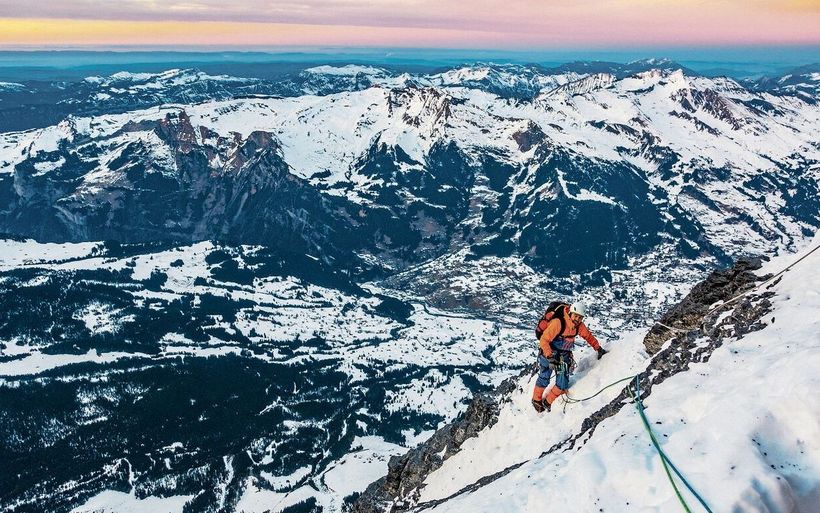 Alpinist an der Eigernordwand
