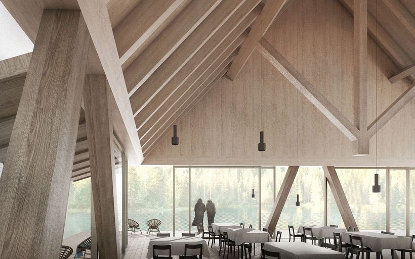Ein Bild zum Projekt «Neubau Restaurant Caumasee» von Architektin Corina Menn.
