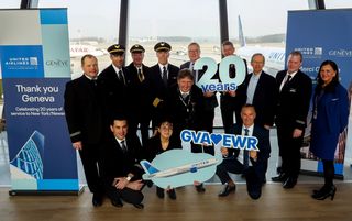 United Airlines Team feiert 20 Jahre Jubiläum der Strecke Genf-New York