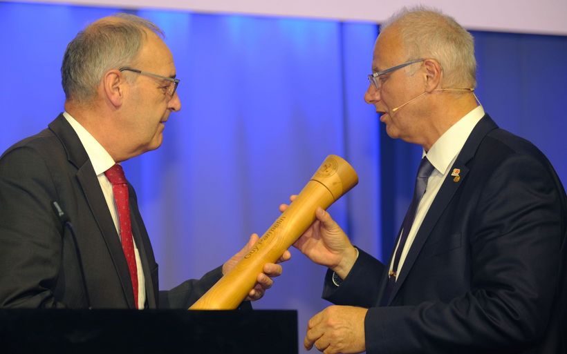 Bundesrat Parmelin und Beat Weibel, Präsident CCCB.