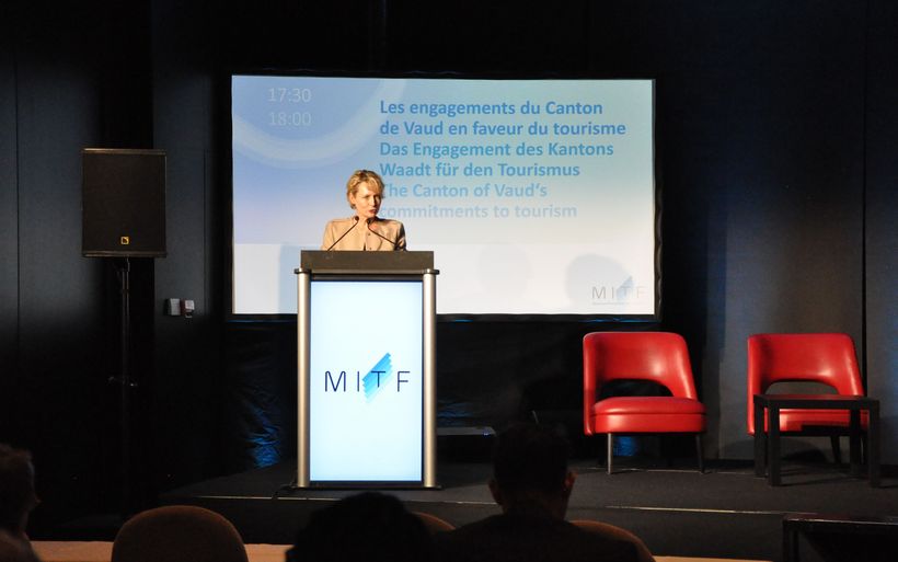 Isabelle Moret, conseillère d'Etat du canton de Vaud, cheffe du Département de l'économie, de l'innovation, de l'emploi et du patrimoine.