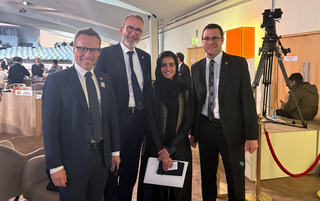 Richard Kämpf; Martin Saladin; die neu gewählte UN Tourism Generalsekretärin Shaikha Al Nowais; Christoph Schlumpf