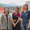 Referentinnen vom Plenum: v.l.n.r Malin Anna Wenzke Wissenschaftliche Mitarbeiterin HSLU, Selina Wälti Nachhaltigkeitsverantwortliche Grand Resort Bad Ragaz, Séverine Huwyler Projektleiterin Nachhaltigkeit Verkehrshaus der Schweiz