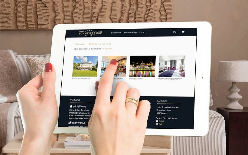 Gutschein, Hotel Schweizerhof Luzern, e-guma, E-Commerce, Onlineshop, Hotelwebseite