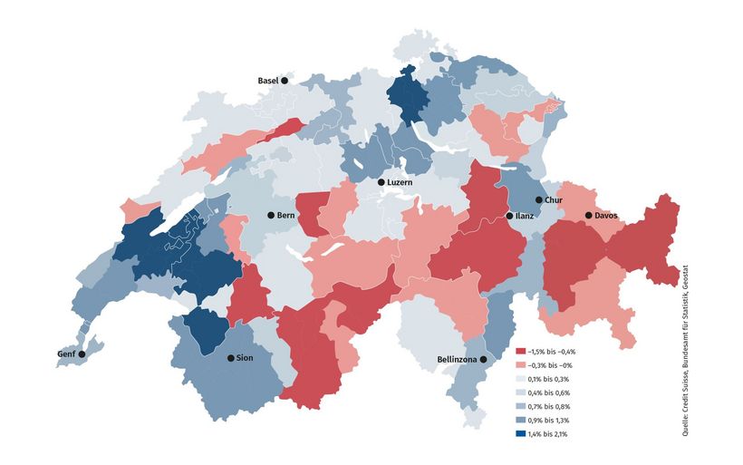 Bevölkerung nimmt im Alpenbogen ab