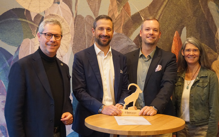 Martin von Moos, Geschäftsführer, Daniel Kost, Direktor Hotel Belvoir, Matthias Grefkes, Rooms Division Manager Hotel Belvoir, Anita Gschwind, Ibex Fairstay