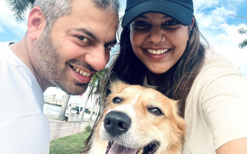 Shankey Sehgal mit Ehefrau Roshni und Hündin Thea