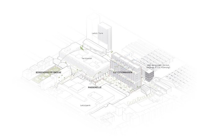 Das Projekt «Letziterrassen» soll in Zürich-Altstetten rund 140 Wohnungen und knapp 200 Hotelzimmer vereinen.